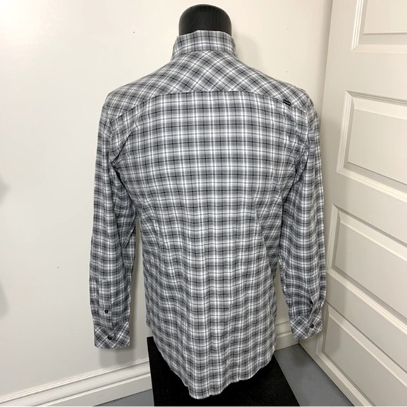 HURLEY Active wear Preppy Gray Plaid Casual Button Down Shirt Chest pocket Sz L - Picture 6 of 13